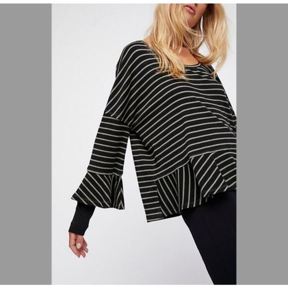 We the Free Women's Boho Festival Round About Striped Long Sleeve Tee Sz L - Picture 1 of 7